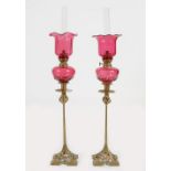 PAIR OF 19TH-CENTURY BRASS TABLE LAMPS