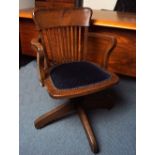 EDWARDIAN OAK REVOLVING DESK CHAIR