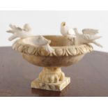 19TH-CENTURY ALABASTER MINIATURE BIRD BATH