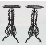 PAIR OF CAST IRON GARDEN TABLES