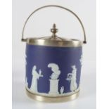 EDWARDIAN WEDGWOOD JASPERWARE BISCUIT BARREL