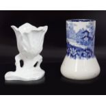 SMALL VICTORIAN BLUE AND WHITE VASE