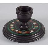 19TH-CENTURY SPECIMEN MARBLE & MALACHITE INKWELL