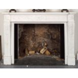 LOUIS XV STYLE WHITE MARBLE FIREPLACE