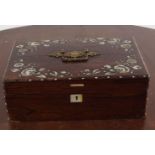 19TH-CENTURY ROSEWOOD & MOTHER O'PEARL BOX