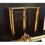 BRASS AND METAL 4-FOLD FIRE SCREEN