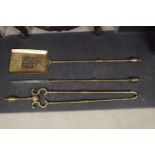 SET OF GEORGIAN BRASS FIRE IRONS