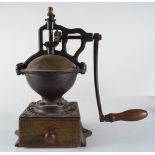 19TH-CENTURY BRASS AND METAL COFFEE GRINDER