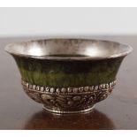 SINO-TIBETAN JADE AND SILVER BOWL