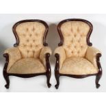 PAIR OF VICTORIAN STYLE MAHOGANY ARMCHAIRS