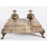 19TH-CENTURY ROUGE ROYALE ORMOLU PEN & INK STAND