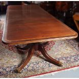 REGENCY STYLE MAHOGANY AND INLAID DINING TABLE