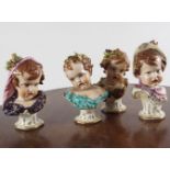 SET OF 4 19TH-CENTURY CROWN DERBY BUSTS