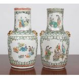 PAIR OF CHINESE QING FAMILLE VERTE VASES