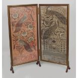 PAIR OF 19TH-CENTURY SILK EMBROIDERED PANELS
