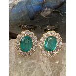 NATURAL COLOMBIAN EMERALD & DIAMOND EARRINGS