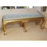 CARVED GILTWOOD CHIPPENDALE STYLE WINDOW SEAT