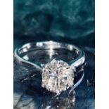 18CT WHITE GOLD SIX CLAW SOLITAIRE DIAMOND RING