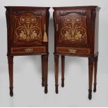 PAIR OF EDWARDIAN MARQUETRY SIDE CABINETS