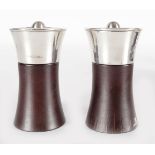 PAIR OF SILVER MOUNTED PEUGEOT CONDIMENTS