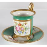 19TH-CENTURY SEVRES STYLE CUP AND SAUCER