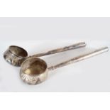PAIR OF INDIAN SILVER CEREMONIAL LADLES