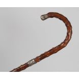 19TH-CENTURY SILVER MOUNTED BLACKTHORN STICK