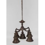 SINO-TIBETAN QING CLUSTER OF 5 BRONZE BELLS