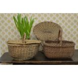 LOT OF 3 WOVEN WICKER BASKETS