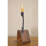 19TH-CENTURY FORGED IRON CANDLE HOLDER