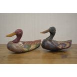 PAIR OF CARVED WOOD DECOY DUCKS