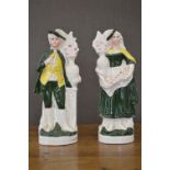 PAIR OF FLAT BACK STAFFORDSHIRE FIGURES