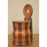 19TH-CENTURY FRUIT WOOD WALL MOUNTED SALT BOX