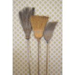 COLLECTION OF THREE KITCHEN TWIG BROOMS