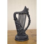 CARVED BOG OAK IRISH HARP