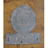 19TH-CENTURY LEAD INSURANCE PLAQUE