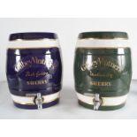 2 VITREOUS CHINA SPIRIT BARRELS