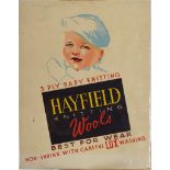 HAYFIELD KNITTING WOOLS ADVERTISING SHOWCARD