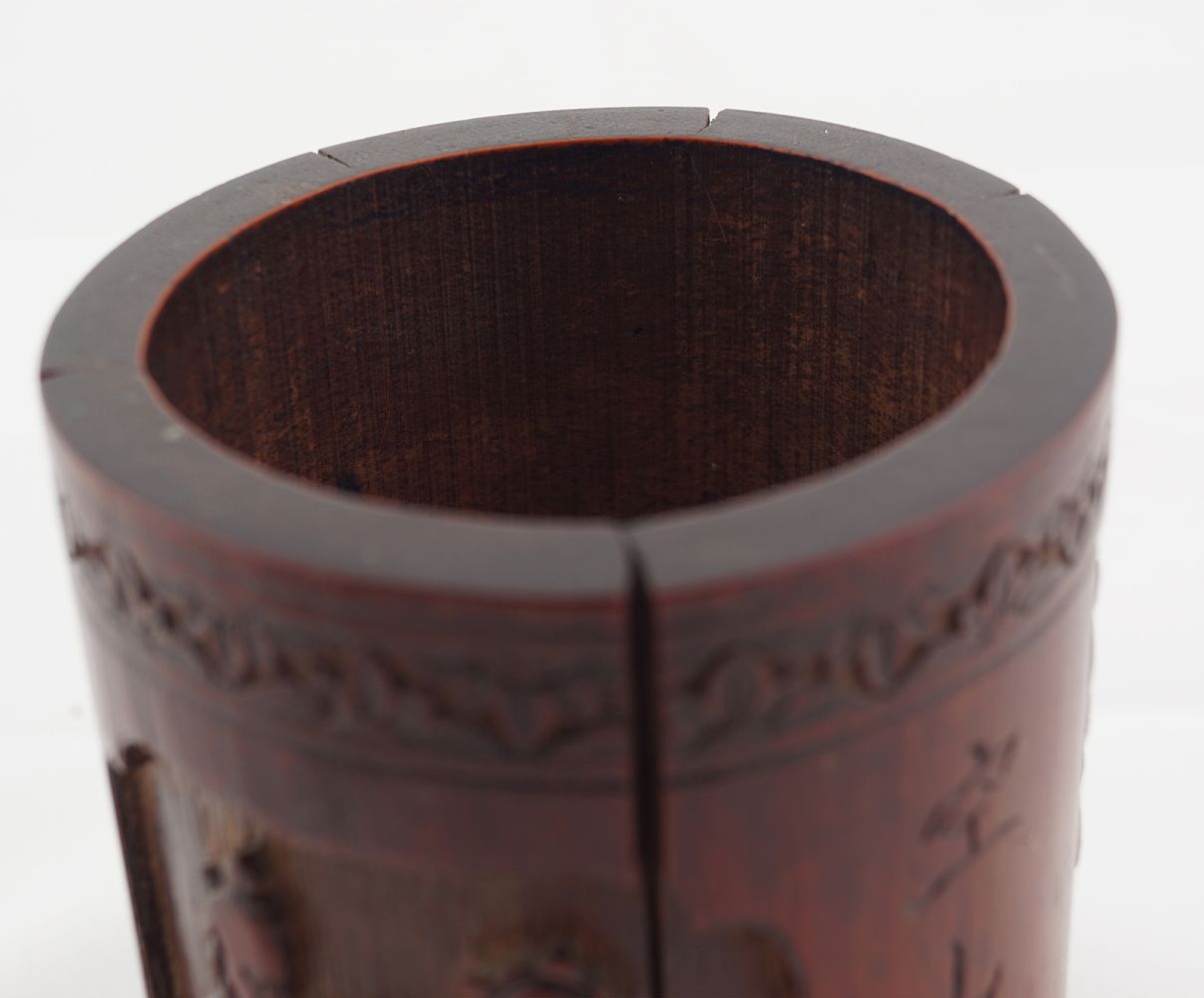 CARVED CHINESE QING BAMBOO BRUSH POT - Image 5 of 6