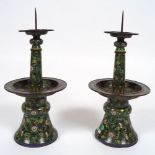 PAIR OF CHINESE QING CLOISONNE CANDLESTICKS