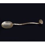 CHINESE QING PERIOD GILT RUYI SHAPED SPOON