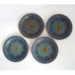 SET OF FOUR CHINESE QING CLOISONNÉ PLATES