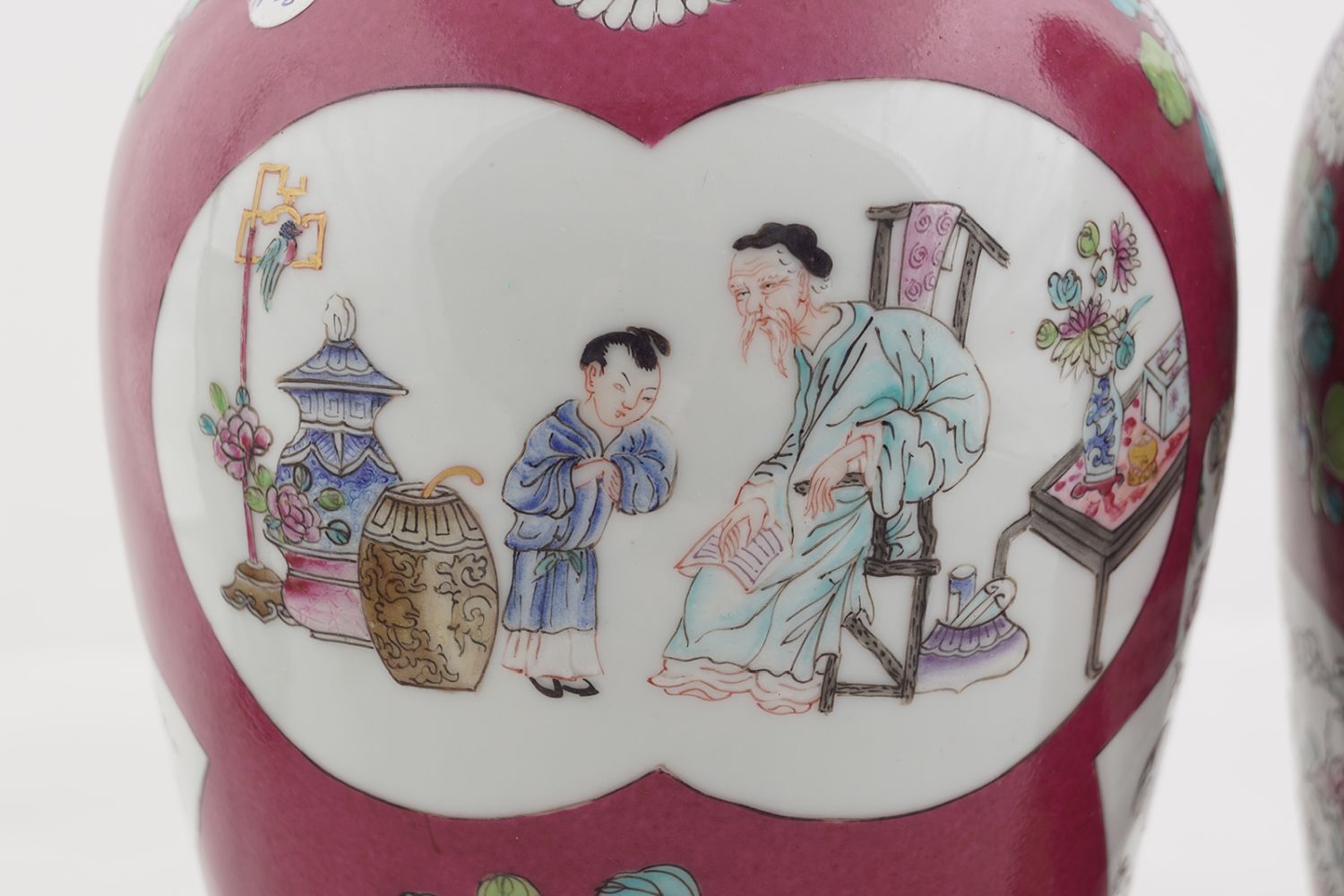 PAIR OF CHINESE QING FAMILLE ROSE VASES - Image 3 of 4