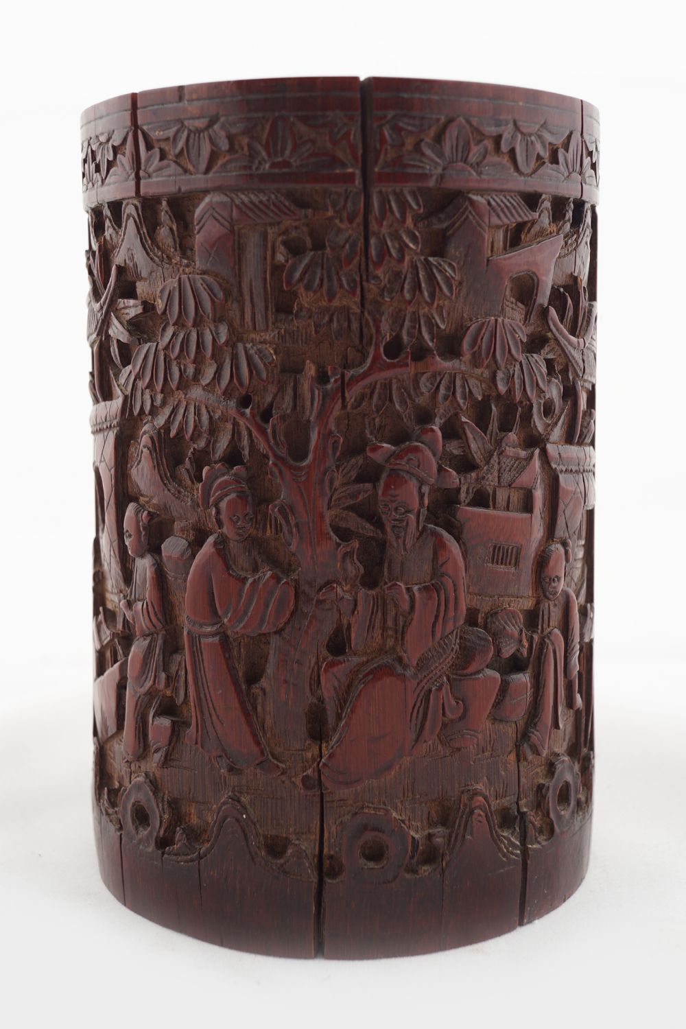 CARVED CHINESE QING BAMBOO BRUSH POT