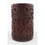 CARVED CHINESE QING BAMBOO BRUSH POT