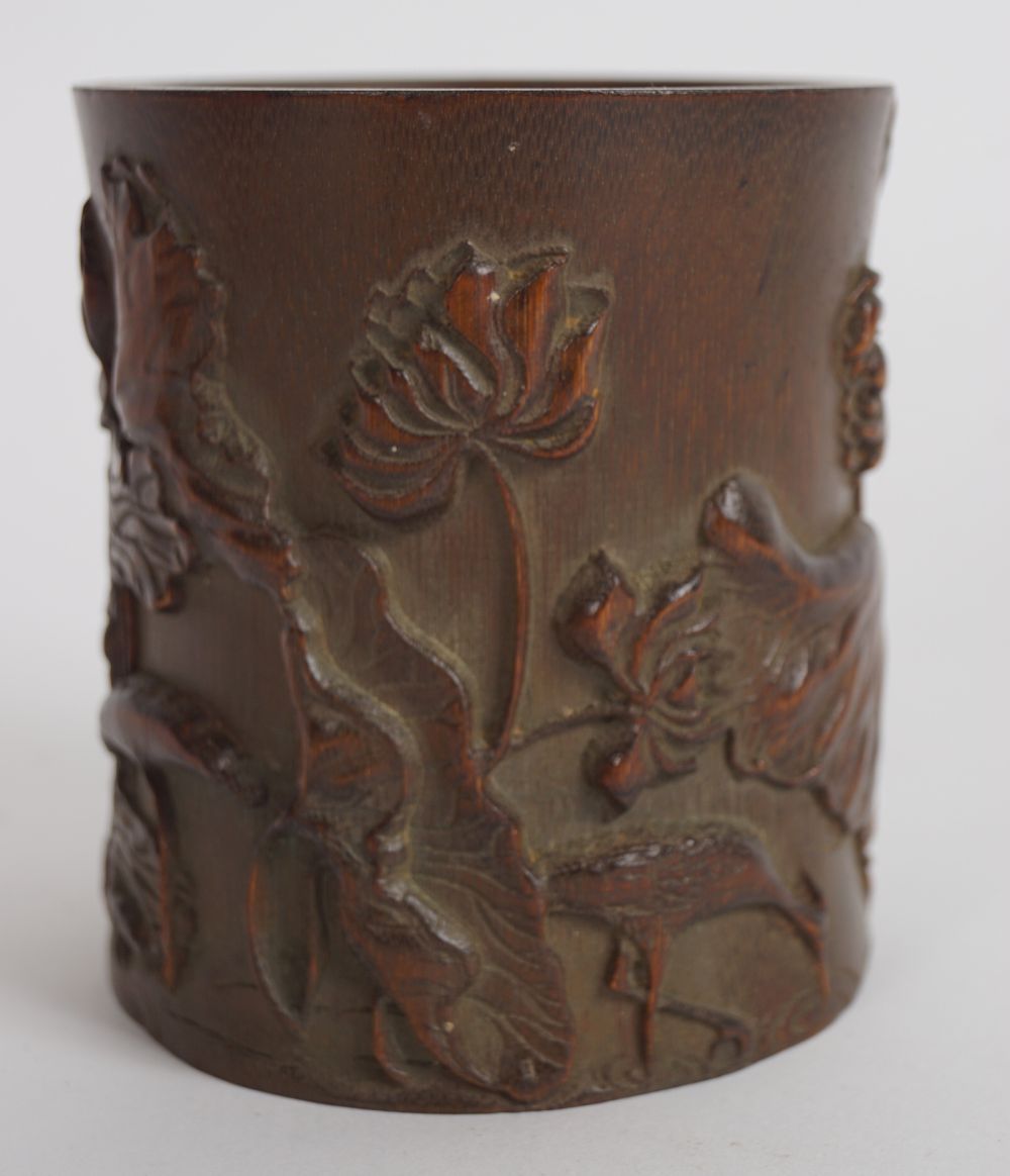 CHINESE QING BAMBOO BRUSH POT - Image 3 of 5