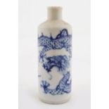 CHINESE QING BLUE & WHITE SNUFF BOTTLE