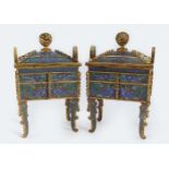 PAIR OF CHINESE QING CLOISONNÉ ENAMELLED CENSERS