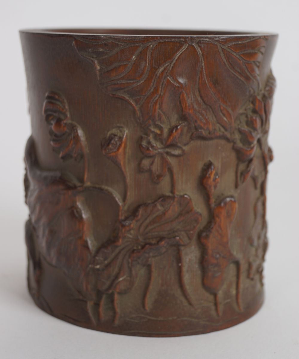 CHINESE QING BAMBOO BRUSH POT - Image 4 of 5