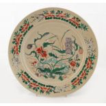 LARGE CHINESE KANGXI FAMILLE VERT PLATE